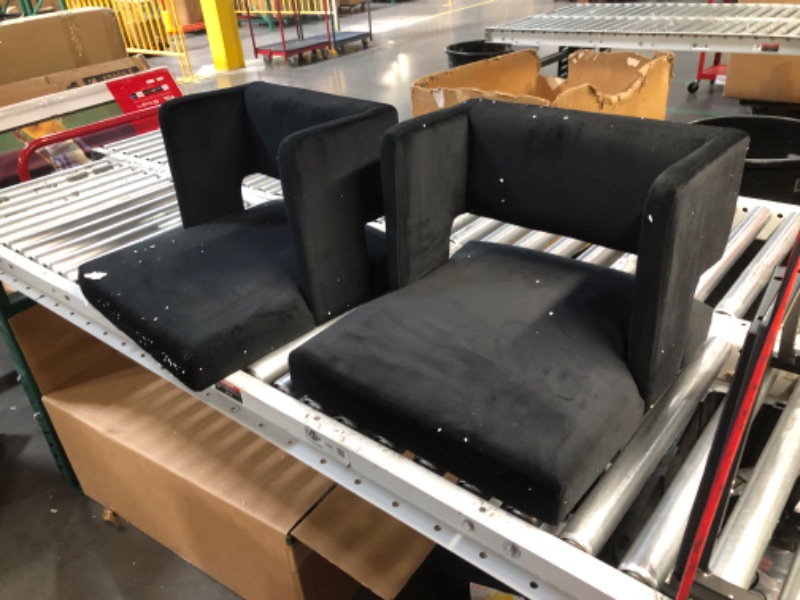 Photo 1 of ***INCOMPLETE - MISSING HARDWARE - SEE PICTURES***
Meridian Furniture Caleb Collection Modern | Contemporary Counter Height Stool with Unique Square Back and Sturdy Iron Legs, Set of 2 Black Velvet, 19.5" W x 20.5" D x 36" H