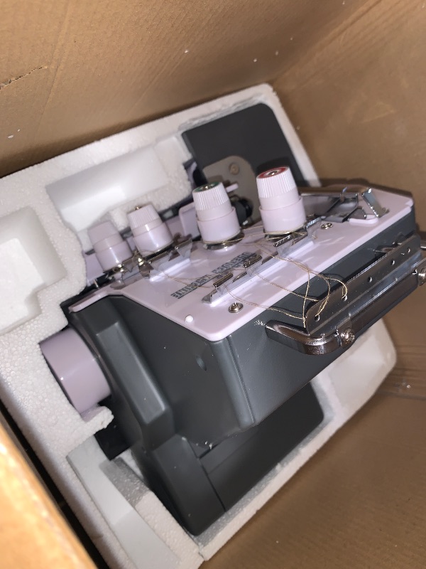 Photo 1 of Industrial Serger Sewing Machine, Heavy-Duty Metal Frame Overlock Machine with 3-4 Stitch Capability, Overlocker Sewing Machine with LED Light?12 Stitch Patterns, 1,250 Stitches Per Minute, White