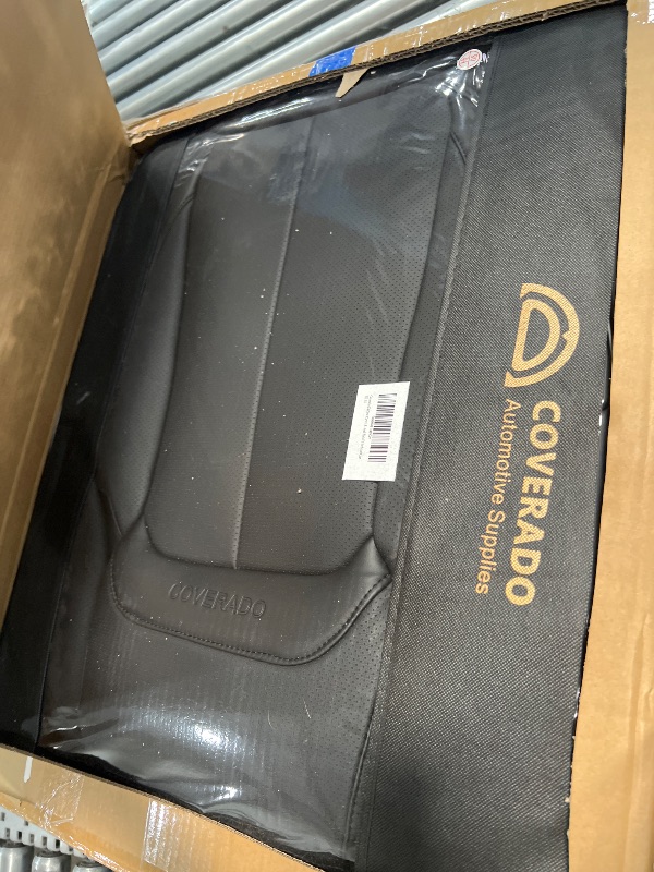 Photo 1 of ***DAMAGED - SLASHED WITH BOX CUTTER - SEE PICTURES - LIKELY MISSING PARTS***
Coverado Car Seat Covers Full Set, Seat Covers for Cars, Black Car Seat Cover, Car Seat Protector Waterproof, Nappa Leather Car Seat Cushion, Car Seat Covers Front Seats and Bac