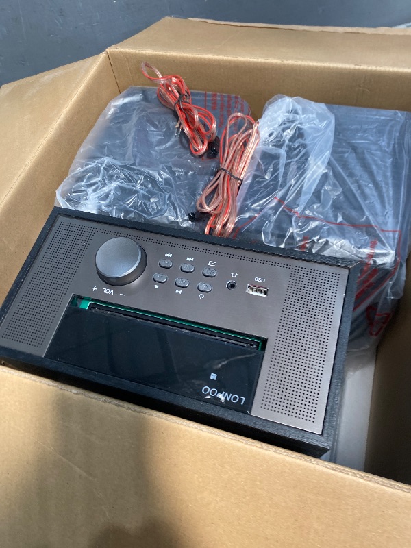 Photo 1 of (Unfunctional, for parts) Home CD Stereo Shelf System,100W Hi-Fi Bookshelf Speskers System (CD Player, FM Radio, Wireless Bluetooth, USB Playback, AUX, Headphone Jack)