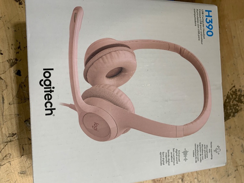 Photo 1 of Logitech H390 Wired Headset for PC/Laptop, Stereo Headphones with Noise Cancelling Microphone, USB-A, in-Line Controls for Video Meetings, Music, Gaming and Beyond - Rose
