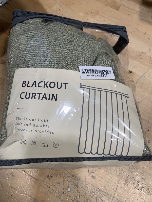 Photo 1 of 100% Blackout Shield Linen Blackout Curtains for Bedroom 84 Inches Long, Back Tab/Rod Pocket Living Room Drapes, Thermal Insulated Blackout Curtains 2 Panels Set, 50" W x 84" L, Light Sage
