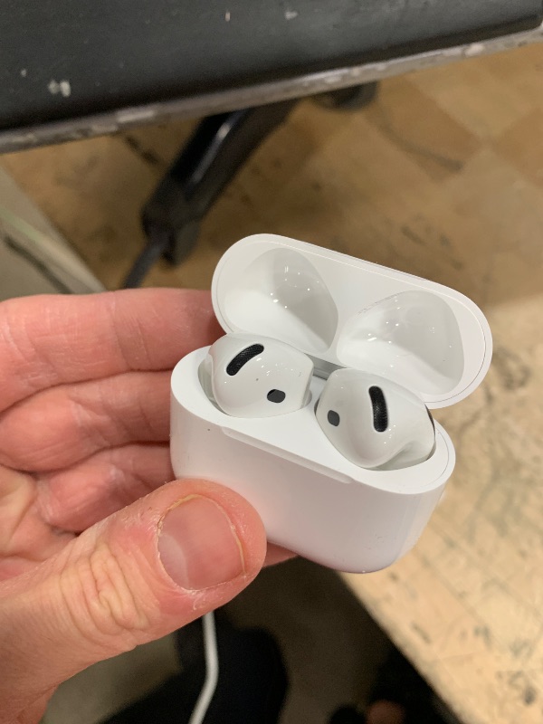Photo 1 of Apple AirPods 4 Wireless Earbuds, Bluetooth Headphones, with Active Noise Cancellation, Adaptive Audio, Transparency Mode, Personalized Spatial Audio, USB-C Charging Case, Wireless Charging, H2 Chip