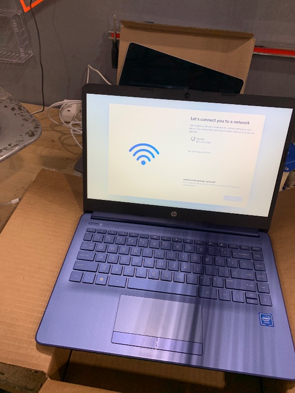 Photo 1 of HP 14" HD Laptop, Windows 11, Intel Celeron Dual-Core Processor Up to 2.60GHz, 4GB RAM, 64GB SSD, Webcam, Dale Blue (Renewed)