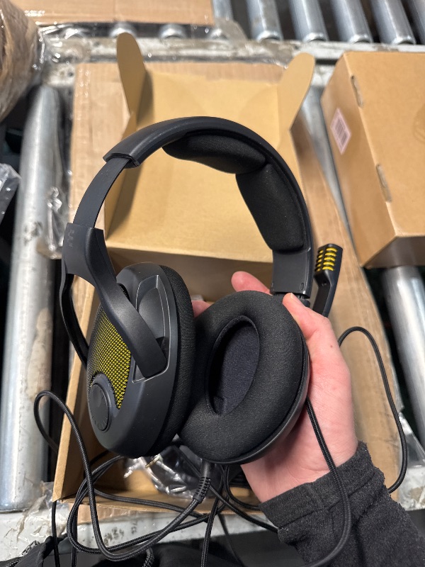 Photo 1 of (POWER TESTED) (GOOD/FAIR) DROP + EPOS PC38X Gaming Headset Noise-Cancelling Microphone with Over-Ear Open-Back Design, Velour Earpads, Compatible with PC, PS4, PS5, Switch, Xbox, Mac, Mobile, and More (Yellow)
