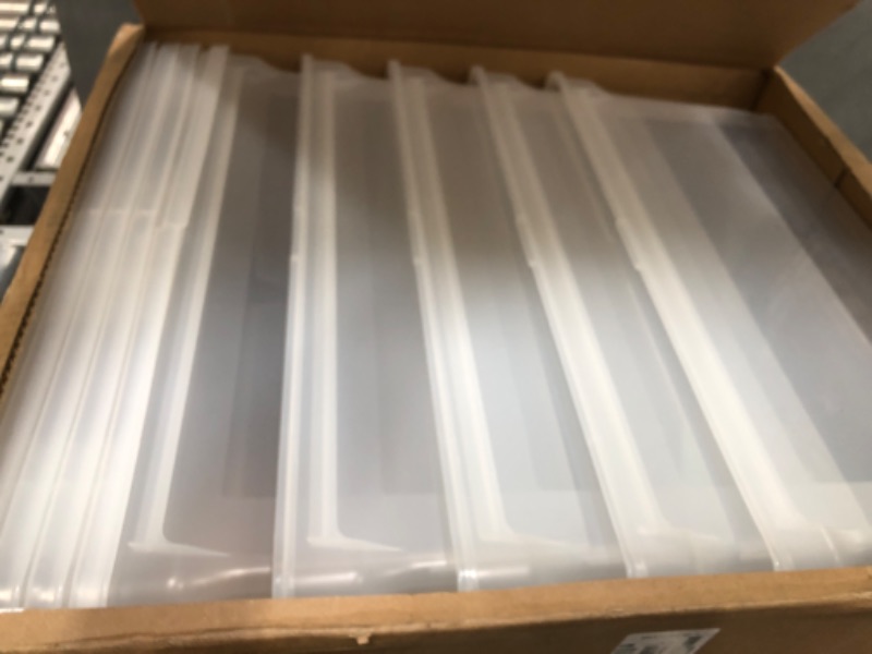 Photo 1 of IRIS USA File Box File Organizer w/ Hinged Split Latching Lid for Letter/Legal File, Water Resistant Document Box, BPA-Free, Plastic Storage Bin Tote Organizer, Stackable, Nestable, Pearl 44 Qt. 5Pack