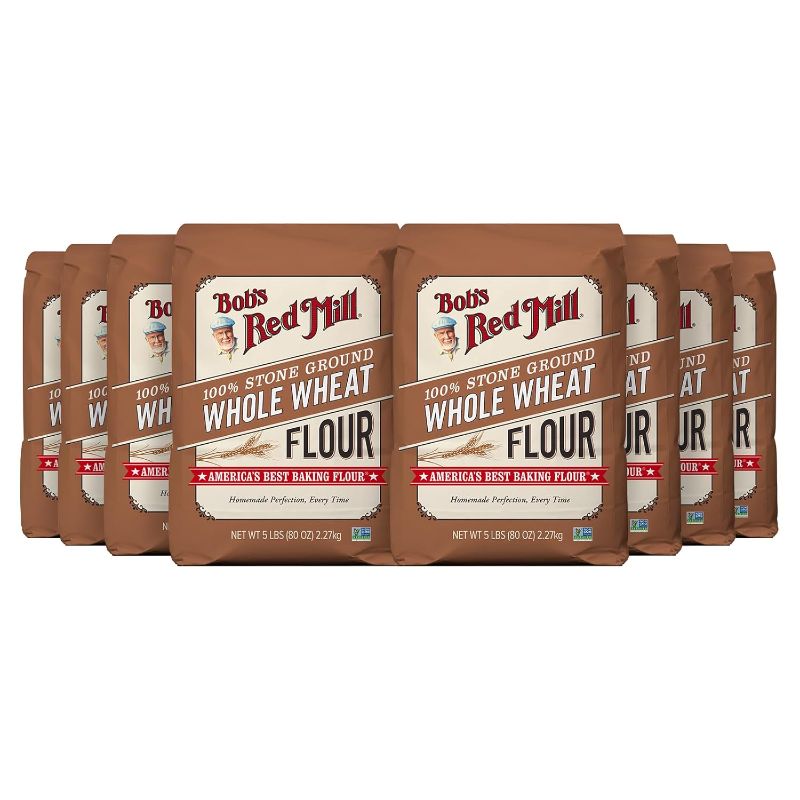 Photo 1 of ****EXPIRES APR, 2026*** Bob's Red Mill Whole Wheat Flour, 5lb (Pack of 8) - Whole Grain, Vegan, Kosher
