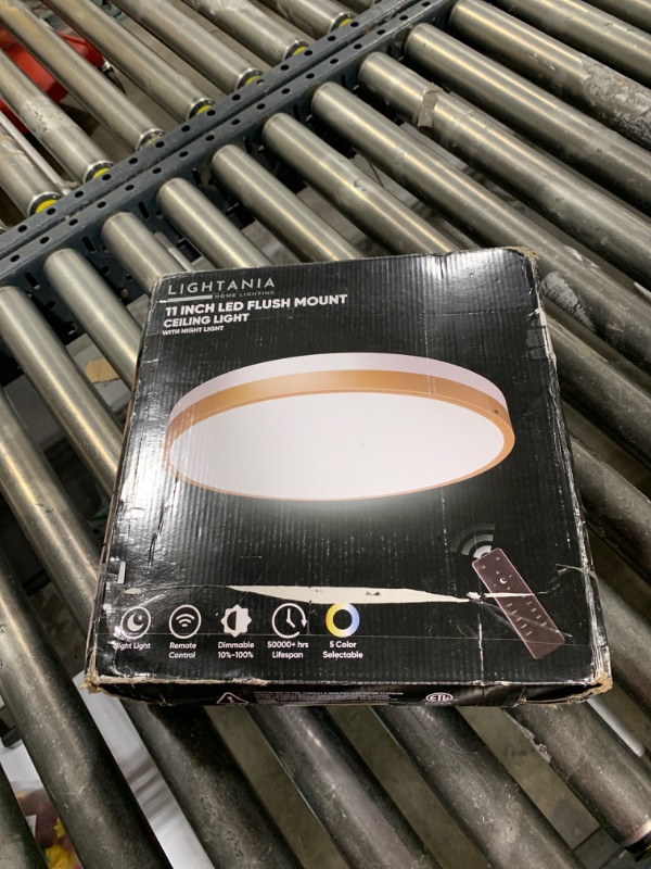 Photo 1 of Lightania 11 Inch Flush Mount Ceiling Light with Remote Control & Night Light, 5CCT Dimmable Ceiling Light Fixture, 20W 2000LM 2700K-6500K Adjustable LED Ceiling Lights for Bedroom Kitchen, White Gold