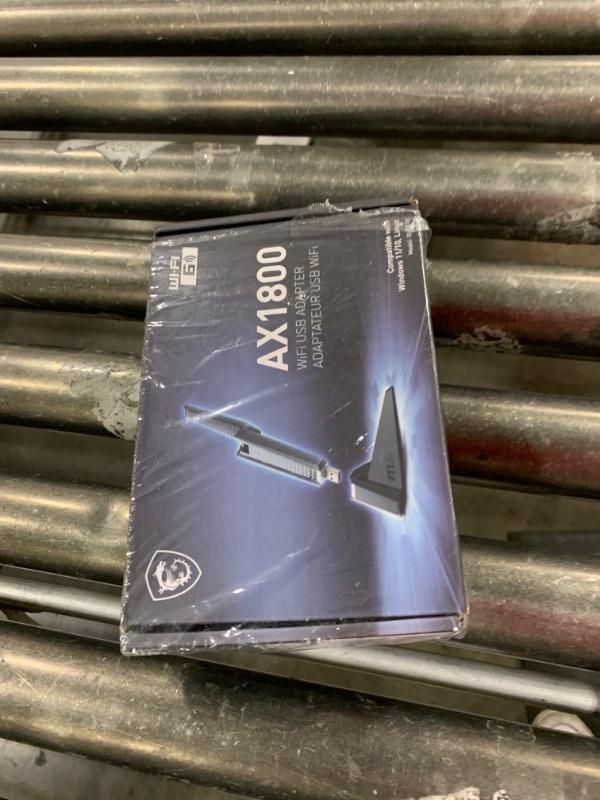 Photo 1 of MSI AX1800 WiFi 6 Dual-Band USB Adapter - WLAN up to 1800 Mbps (5GHz, 2.4GHz Wireless), USB 3.2 Gen 1 Type-A, MU-MIMO, Adjustable Antenna, Beamforming, WPA3 - Wired Bracket Included