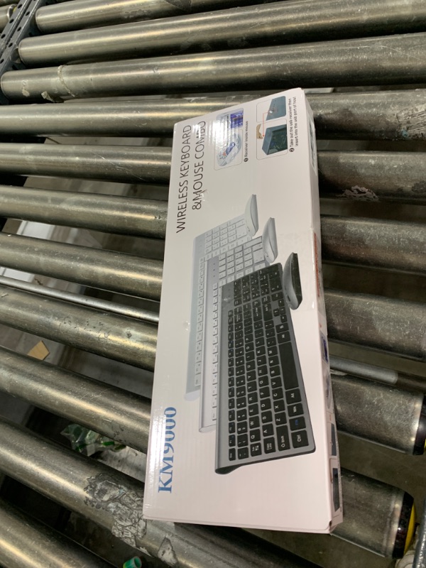 Photo 1 of Wireless Keyboard and Mouse Ultra Slim Combo, TopMate 2.4G Silent Compact USB 2400DPI Mouse and Scissor Switch Keyboard Set with Cover, 2 AA and 2 AAA Batteries, for PC/Laptop/Windows/Mac - White