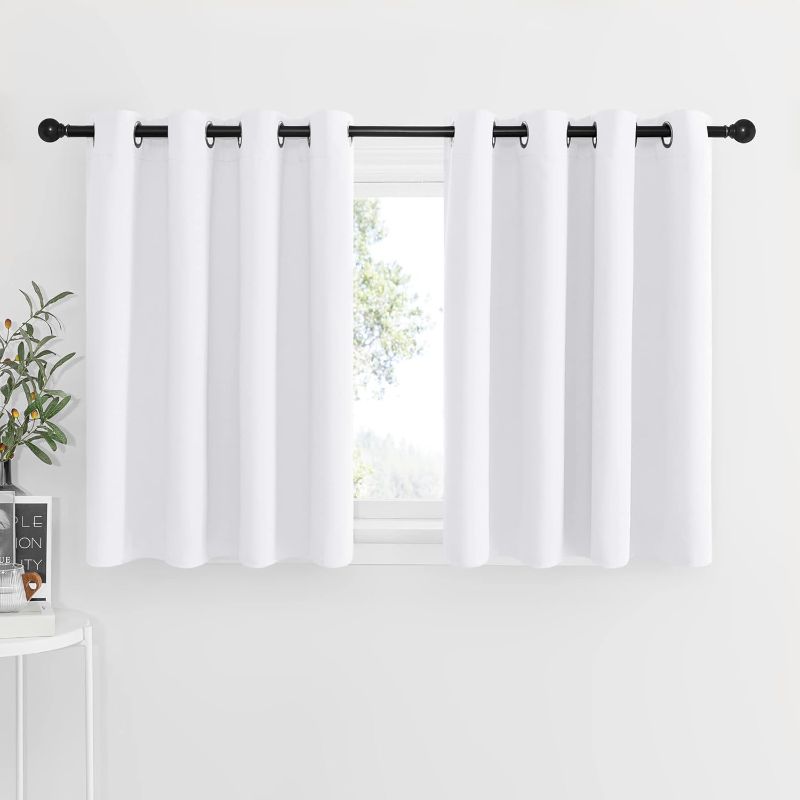 Photo 1 of NICETOWN Short Window Curtains for Loft - Grommet Top Design Curtains for Cafe & Dining Room Thanksgiving Decoration (Pure White, Two Panels, 52W by 36L 1.2 Inches Header)
