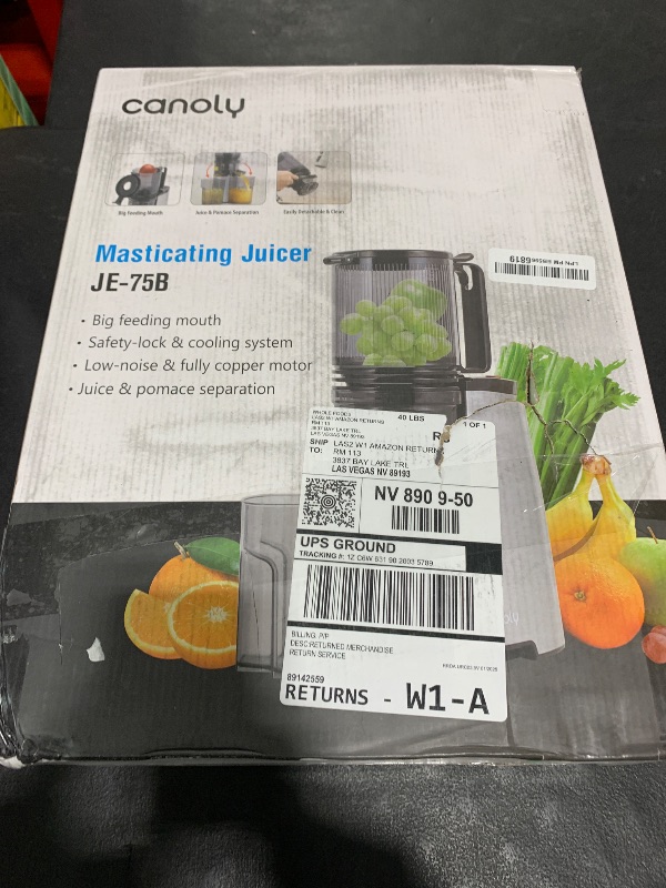 Photo 1 of Cold Press Juicer, 5.8" Wide Feed Chute Juice Extractor Machine with 400W, High Juice Yield, Slow Masticating Juicer for Whole Vegetables & Fruits, Premium Grey