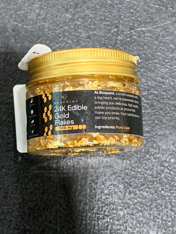 Photo 1 of BeePoint 24K Edible Gold Foil Flakes - 100mg Gold Flakes for Cake Decorating, Baking & Cooking, Art Crafts & DIY Projects, Nails, Candles, Makeup, Painting, Food and Cooking, Makeup & Home
