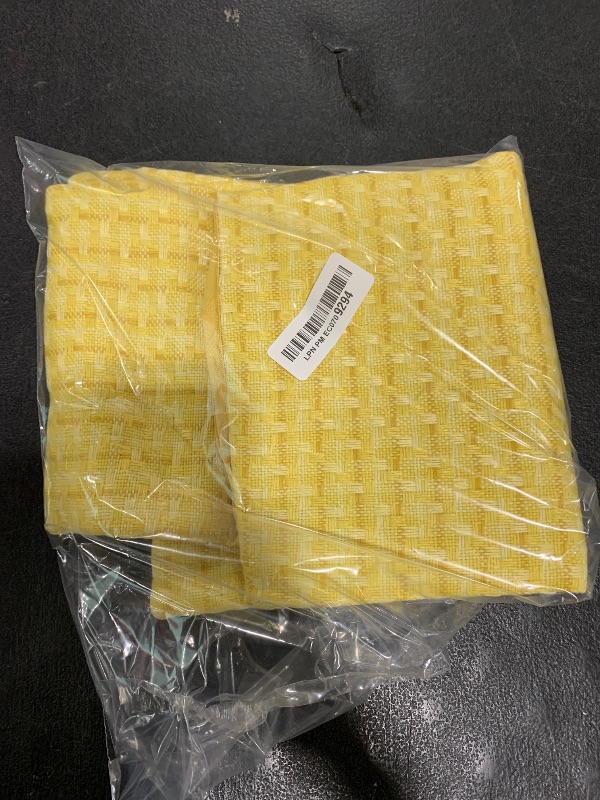 Photo 1 of Kevin Textile Outdoor Waterproof Throw Pillow Covers Pack of 2 Weaving Texture Water Resistant Outside Decorative Cushion Covers for Garden Patio Tent Balcony Bench Couch Sofa 16x16 Inch, Yellow