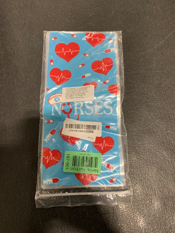 Photo 1 of 100 Pack Nurses Week Gift Bags - Bulk Candy Bags for National Nurse Day, Nursing Graduation, Doctor Theme Party Favors (Blue)