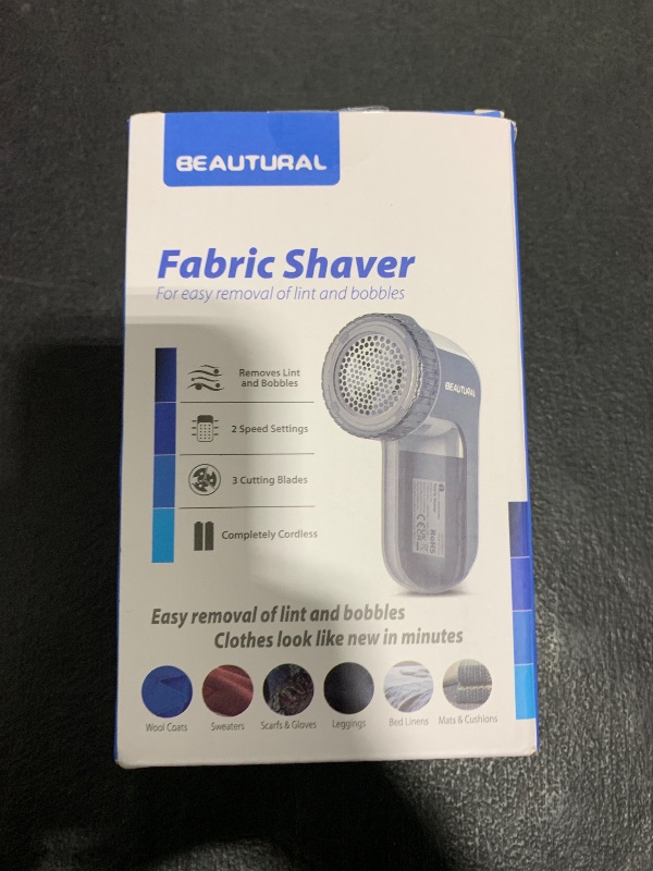 Photo 1 of BEAUTURAL Fabric Shaver and Lint Remover, Sweater Defuzzer with 2-Speeds, 2 Replaceable Stainless Steel Blades, Battery Operated, Remove Clothes Fuzz, Lint Balls, Pills, Bobbles Gray