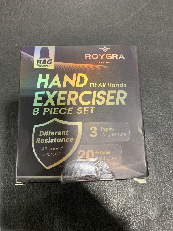 Photo 1 of roygra Hand Grip Strengthener, Finger Exerciser, Multiple Resistance Levels Kit - 3 Types, Set of 8