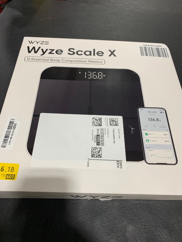 Photo 1 of Wyze Smart Scale X - FSA/HSA Eligible - Digital Bathroom Scale for Body Weight, BMI, Body Fat, Muscle Mass, Heart Rate Monitor | Sync with Health Apps | for People, Baby & Pet, 400 lbs (Black)