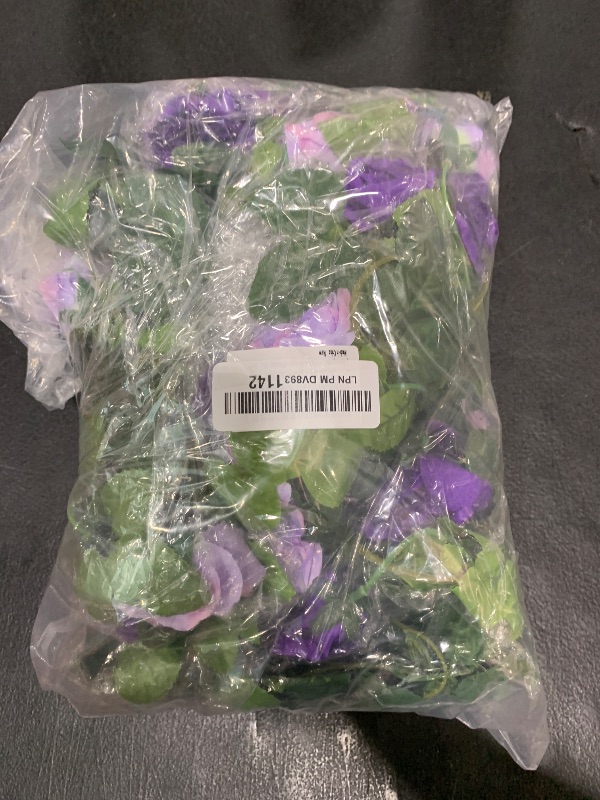 Photo 1 of Floweroyal 6 Pack Artificial Flower Garlands 7.9FT Fake Rose Vines Silk Flowers Hanging Rose Ivy for Wedding Arch Party Home Garden Wall Decor (Purple)