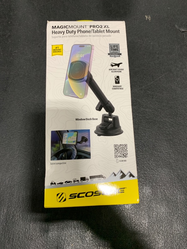 Photo 1 of SCOSCHE MP2WD2HD MagicMount™ Pro2 XL Heavy Duty, Strong Suction Cup Cell Phone Mount with Long Arm Windshield/Dashboard Phone Holder and Anti-Shake Stabilizer for iPhone, Android, Tablet, Car, Truck