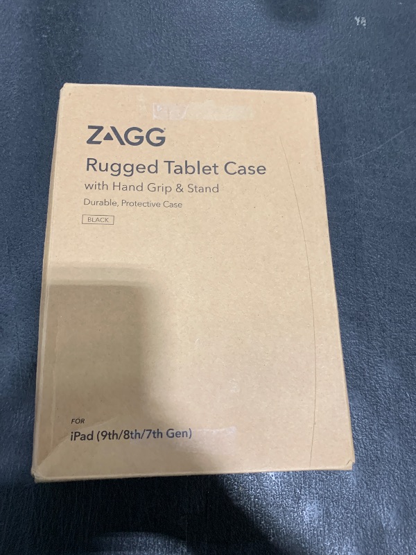 Photo 1 of ZAGG Rugged Tablet Case for iPad 10.2-inch (9th/8th/7th Gen) - Protective, 360° Rotating Hand Strap, Integrated Kickstand, Drop-Proof, Ideal for Business, Warehouse, and Field Use, Black