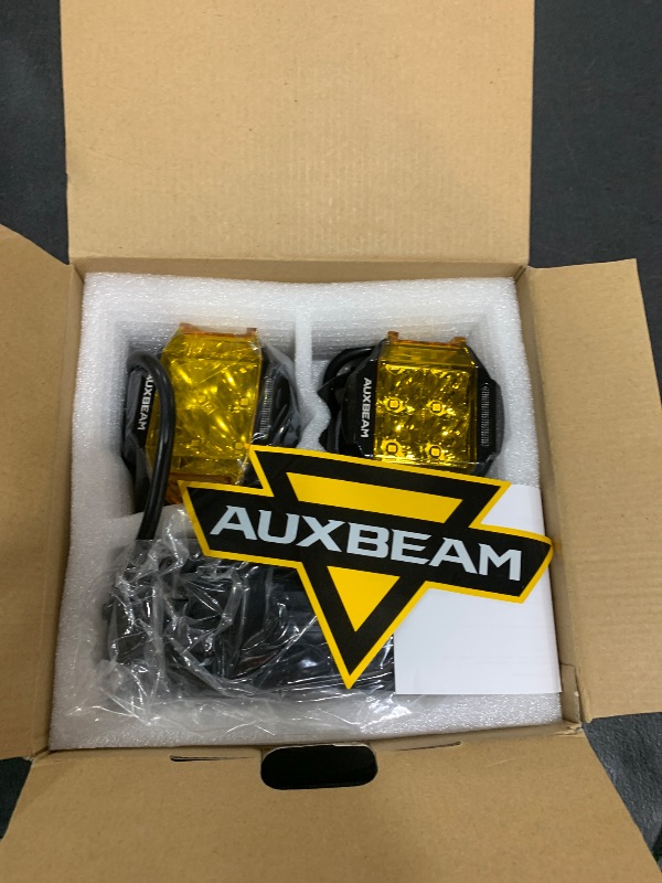 Photo 1 of Auxbeam V-MAX Series 4in 92W Round LED Pods with Amber Covers, Side Shooter LED Offroad Driving Light with DRL, 270° Combo Beam Pattern Universal Auxiliary Light for Truck ATV Wrangler Ford Pickup