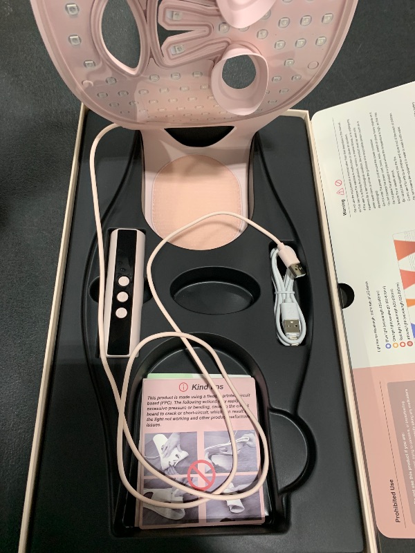 Photo 1 of NVBOTY LED Face Mask Light Therapy, 4 Modes Portable Red Light Therapy for Face with 2000mAh Rechargeable Remote, Blue, Orange, 850NM Infrared & Red Light Mask, 400 LEDs for Anti-Aging, at Home