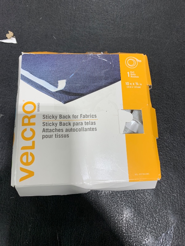 Photo 1 of VELCRO Brand Sticky Back for Fabrics, 10 Ft Bulk Roll No Sew Tape with Adhesive, Cut Strips to Length Permanent Bond to Clothing for Hemming Replace Zippers and Snaps, White