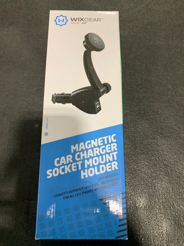 Photo 1 of WixGear Car Mount Charger, Universal Magnetic Car Charger Socket Mount Holder, with Dual USB Charger, for Cell Phones and Mini Tablets with Fast Swift-Snap Technology, Magnetic Cell Phone Mount