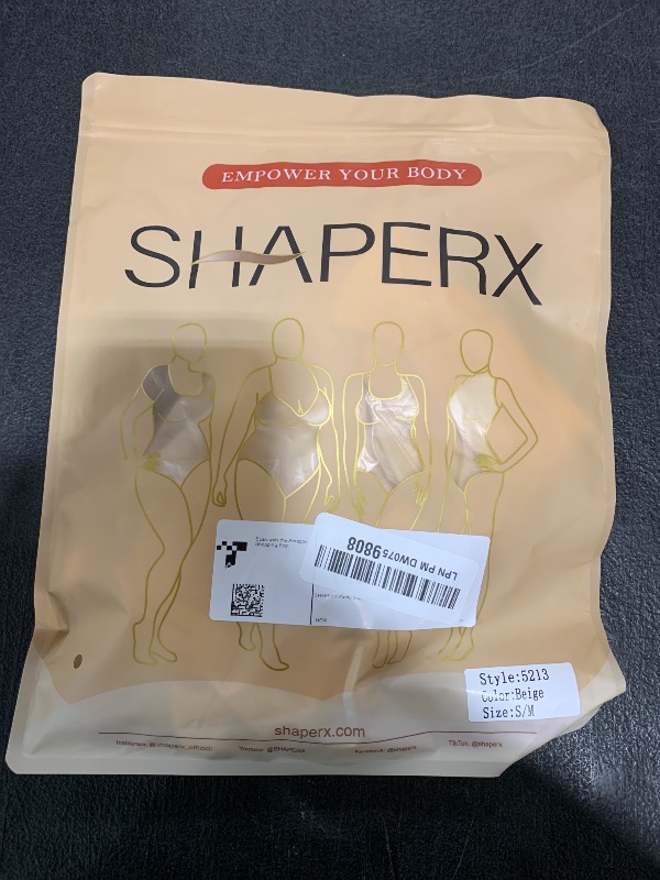 Photo 1 of SHAPERX Women's Shapewear Bodysuit Tummy Control Body Shaper Seamless Sculpting Snatched Waist Body Suit?SZ5213-Beige-S/M