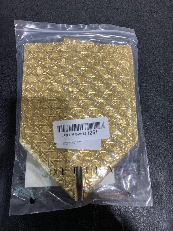 Photo 1 of OLETHA Square Tissue Box Cover - Aesthetic Desk Decor for Room, Home & Office - Tissues Cube Boxes Holder - Lattice Textured, Gold