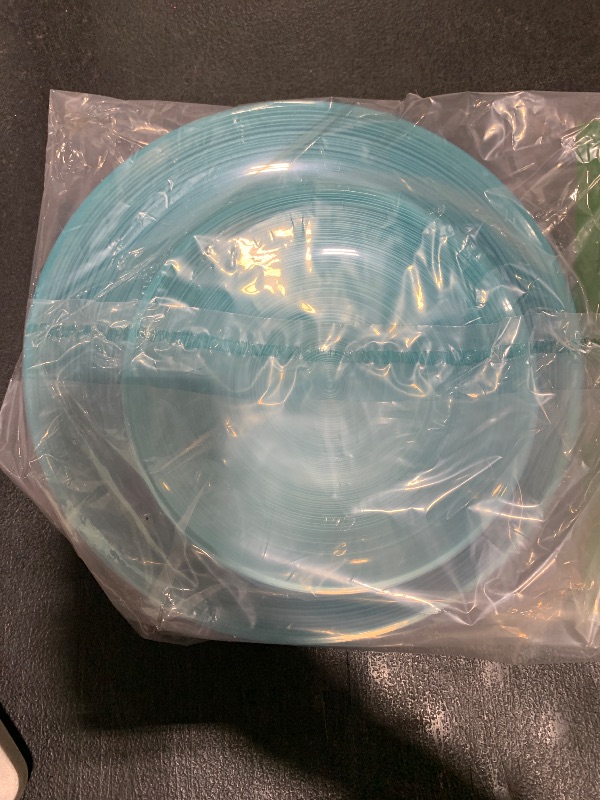 Photo 1 of PLASTICPRO 32 Pieces Crystal Design Plastic Plates Combo Pack 7 inch and 10 inch Elegant Disposable Plates, Transparent Aqua Blue