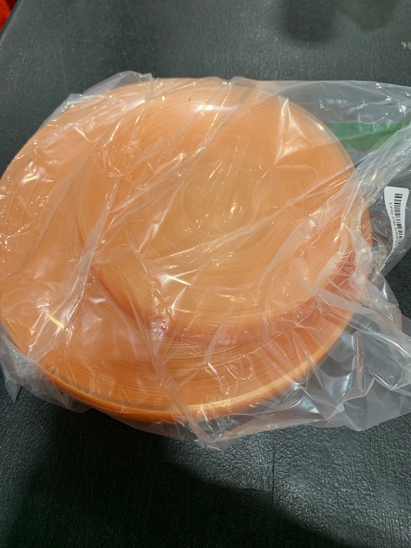 Photo 1 of PLASTICPRO 32 Pieces Crystal Design Plastic Plates Combo Pack 7 inch and 10 inch Elegant Disposable Plates, Transparent Peach