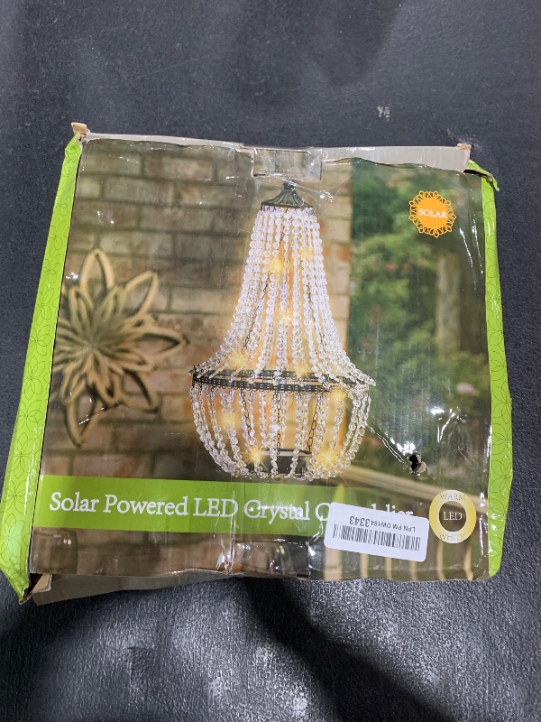 Photo 1 of Hanging Solar Lantern Outdoor, 28” Modern Clear Crystal Acrylic Chandelier with 30 Warm White Lights S Hook for Garden, Yard, Patio, Gazebo Decorations