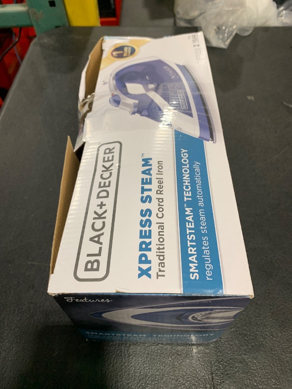 Photo 1 of BLACK+DECKER Xpress Steam™ Cord Reel Iron with Nonstick Soleplate, Blue, ICR16X