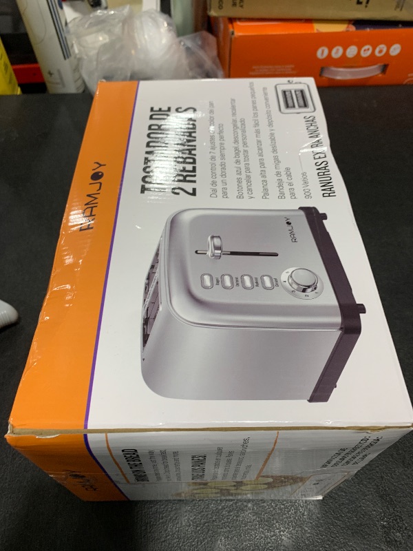 Photo 1 of RAMJOY Toaster 2 Slice, Extra Wide Slot Toaster for Bagels, Bread, Waffles, 7 Shade Settings, 4 Main Functions, Removable Crumb Tray, 900 Watts Toasters, Brushed Stainless Steel