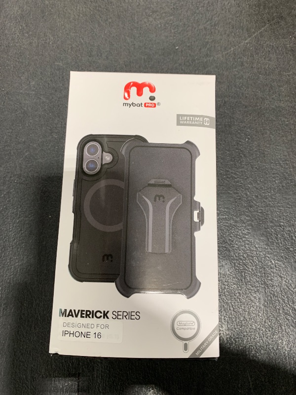 Photo 1 of M MYBAT PRO Maverick Series iPhone 16 6.1 Case with Belt Clip Holster,[Compatible with Magsafe] w/Screen Protector,Anti-Drop,Shockproof,with 360°Rotating Kickstand,Heavy Duty Protection Black