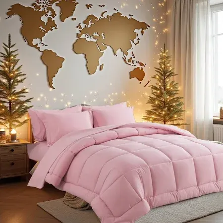 Photo 1 of CozyLux Full Size Comforter Sets - 7 Pieces Bed in a Bag Full, Complete Bedding Sets Bed Set for All Season with Comforter, Flat Sheets, Fitted Sheet, Pillowcases & Sham PINK 