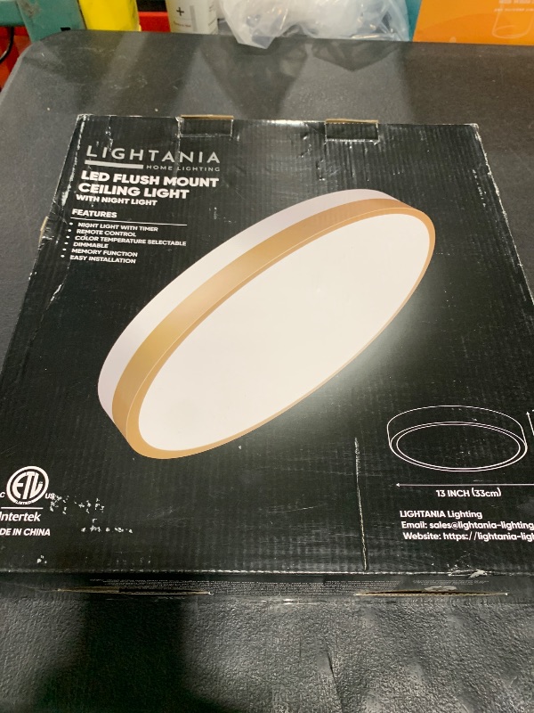 Photo 1 of Lightania 13 Inch Flush Mount Ceiling Light with Remote Control & Night Light, 5CCT Dimmable Ceiling Light Fixture, 25W 2500LM 2700K-6500K Adjustable LED Ceiling Lights for Bedroom Kitchen, White Gold