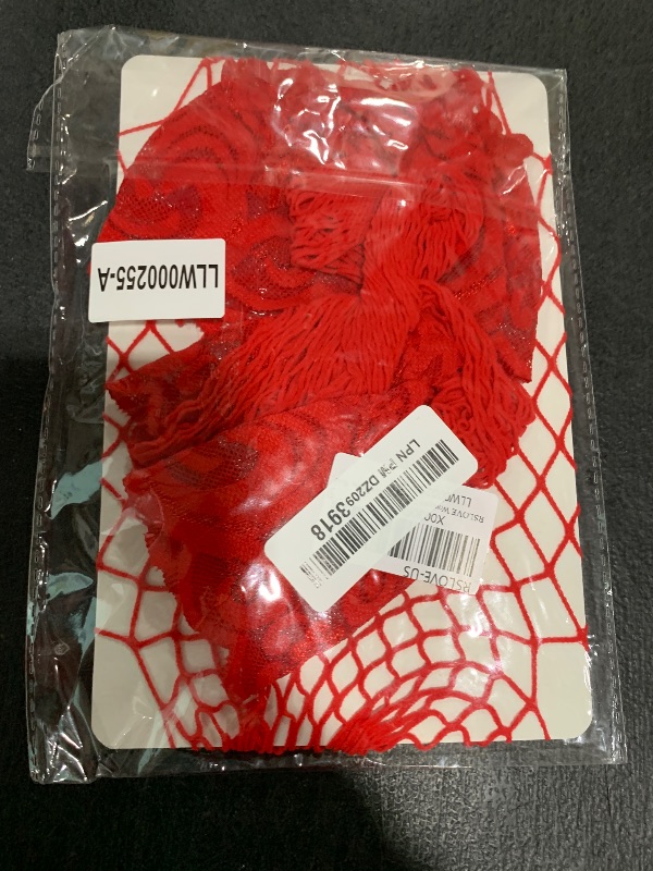 Photo 1 of RSLOVE Women's Lace Top Fishnet Thigh-High Stockings with Antiskid Silicone Sexy Stay Up Tights Pantyhose Red