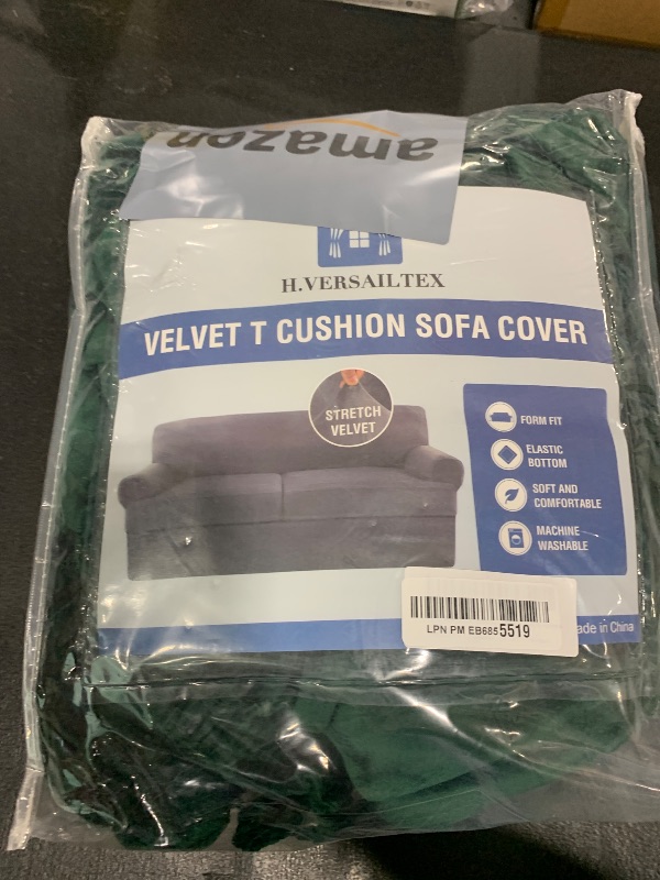 Photo 1 of H.VERSAILTEX Sofa Cover 3 Piece T Cushion Loveseat Slipcovers Thick Velvet Couch Cover Stretch T Cushion Sofa Covers for 2 Cushion Couch with 2 Individual T Cushion Covers, Vintage Green