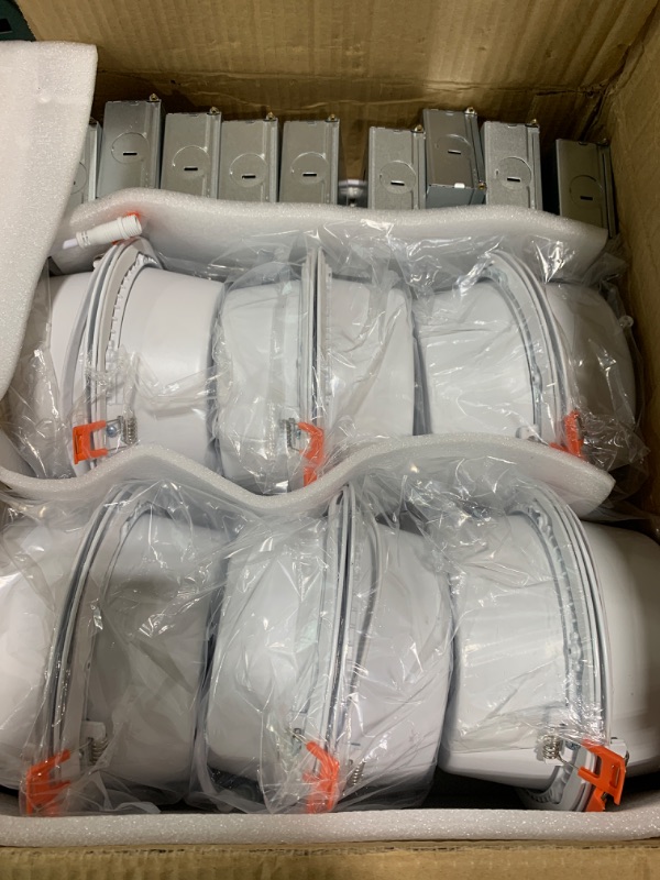 Photo 1 of LEDIARY 12 Pack Gimbal LED Recessed Lighting 6 Inch, 5CCT Adjustable Recessed Light Slim Selectable 2700K-6000K,750LM Air Tight Canlights with Jbox,Canless Downlight Ceiling Light with IC Rated ETL