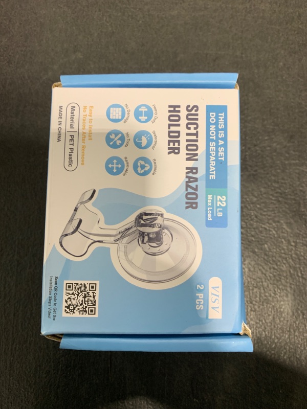 Photo 1 of VIS'V Suction Cup Razor Holder, Shower Suction Razor Hooks for His and Hers, Removable and Reusable, Clear, 2 Pcs