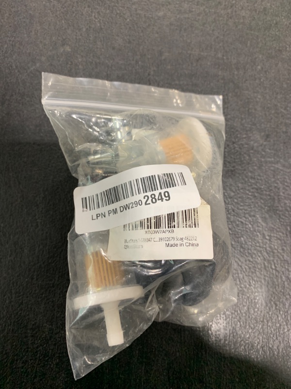 Photo 1 of BlueStars 1-633347 Cut-Off Fuel Valve - For Scag 2-Way 1/4" Barbs Steel Fuel Oil Gas Petcock in Line Valve with Fuel Filter Kit - Replaces Exmark 633347 Husqvarna 539102679 482212