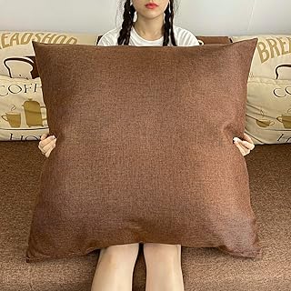 Photo 1 of Big Size Decorative Throw Pillow Cover 30x30 Inch for 32x32 Insert, Linen Blend, Solid Color for Couch Sofa Bed, Square, Brown