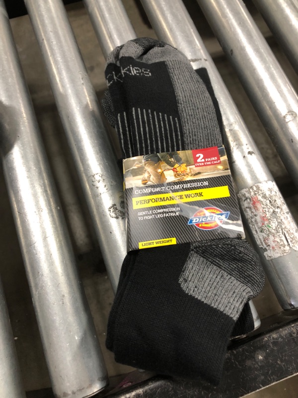 Photo 1 of Dickies Men's Light Compression Comfort Over-The-Calf Socks, Available in M-XXL (2, 4, Black (2 Pairs), Shoe Size: 12-15