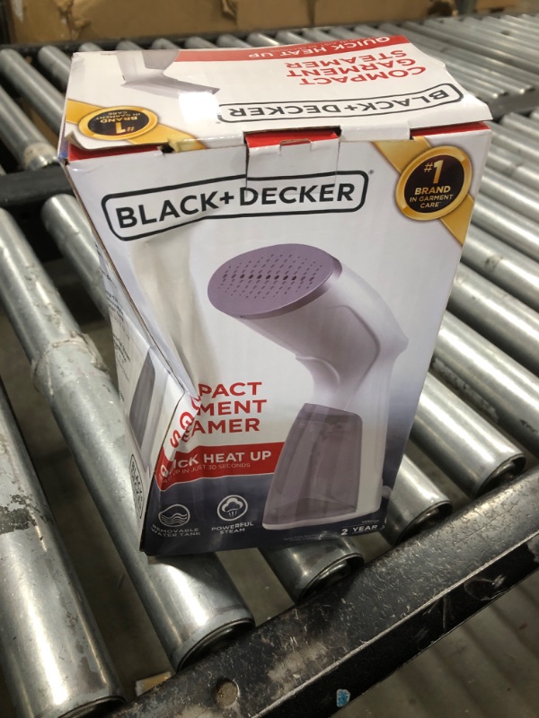 Photo 1 of BLACK+DECKER Compact Handheld Steamer, HGS012P, 25-Second Heat Up, 1000 Watts, Removes Wrinkles from Fabrics, Clothing and Upholstery