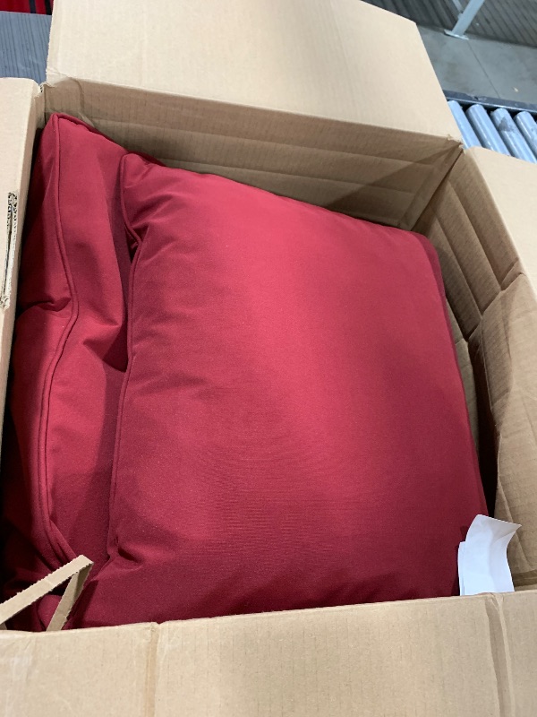 Photo 1 of Waterproof Outdoor Chair Cushions 22x22, Outdoor Cushions for Patio Furniture with Removable Cover, Outdoor Deep Seat Patio Cushion Set with Backrest for Sofa, Couch and Patio Chairs, Burgundy