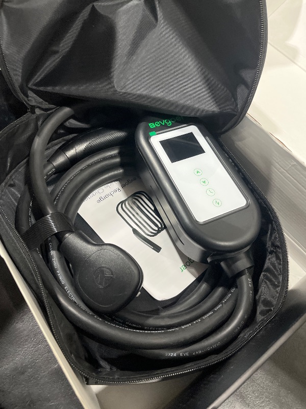 Photo 1 of Level 2 EV Charger for Tesla, 40A 240V NEMA 14-50P Portable Electric Charger,Adjust Current and Schedule Time for Home and Outdoor (16.4 Ft)