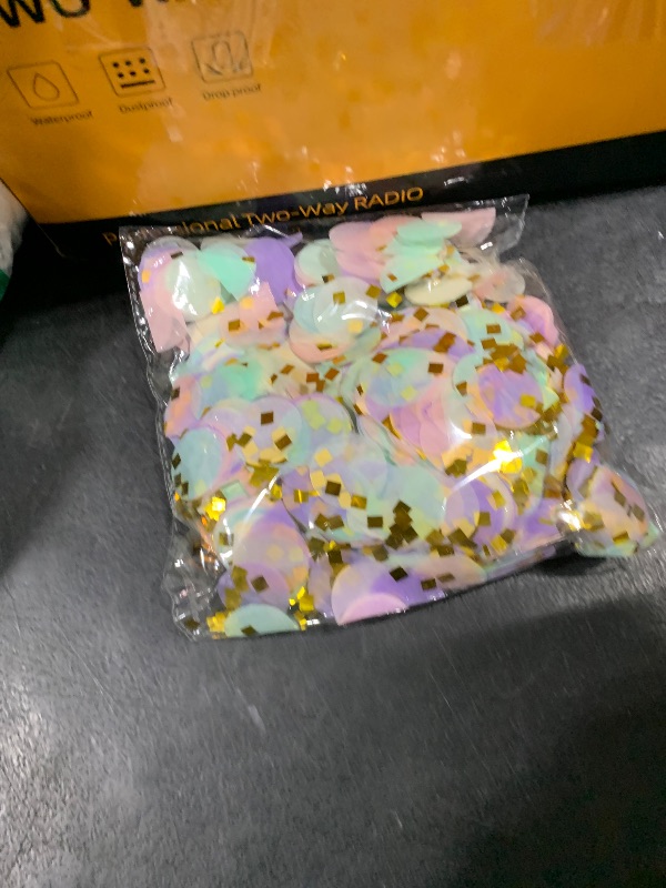 Photo 1 of TecUnite Pastel Table Confetti Unicorn Confetti 1 Inch Round Tissue for Baby Shower Unicorn Birthday Party Decoration, 1.76 oz(Mint Green, Purple, Pink, Cream)